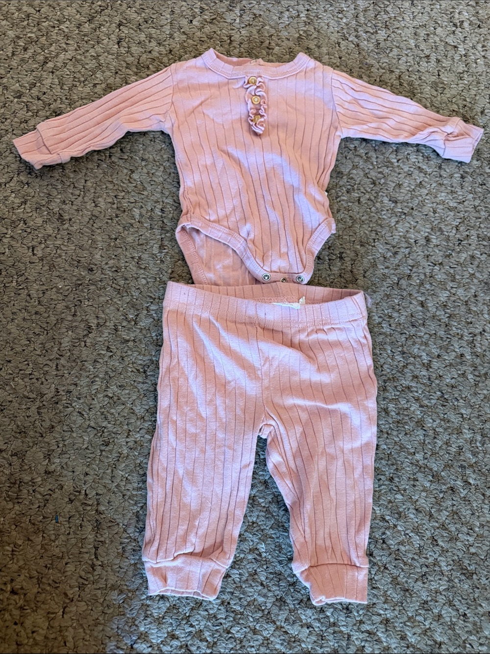 Tahari baby - 6-9 months - Pink Ribbed Baby Two-Piece Set
